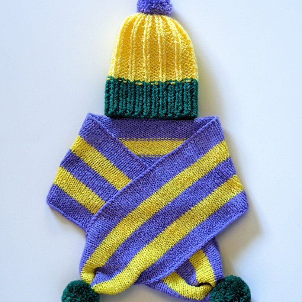 ✨ ONE-OF-A-KIND Handmade Adult Colorblock Hat & Scarf Set | Dopamine Dressing